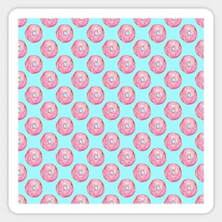 Pink donuts on blue Sticker